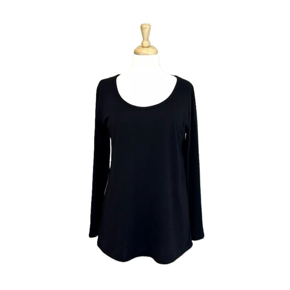 LuLaRoe Lynnae Top Womens 3XL Black Long Sleeve Scoop Neck High Low Hem Tee